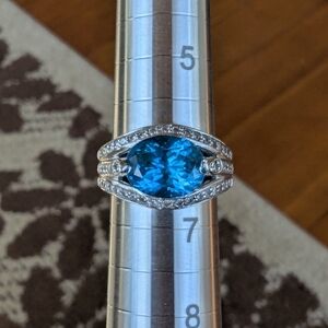 BH Effy 14k White Gold Blue Topaz & Diamond Ring